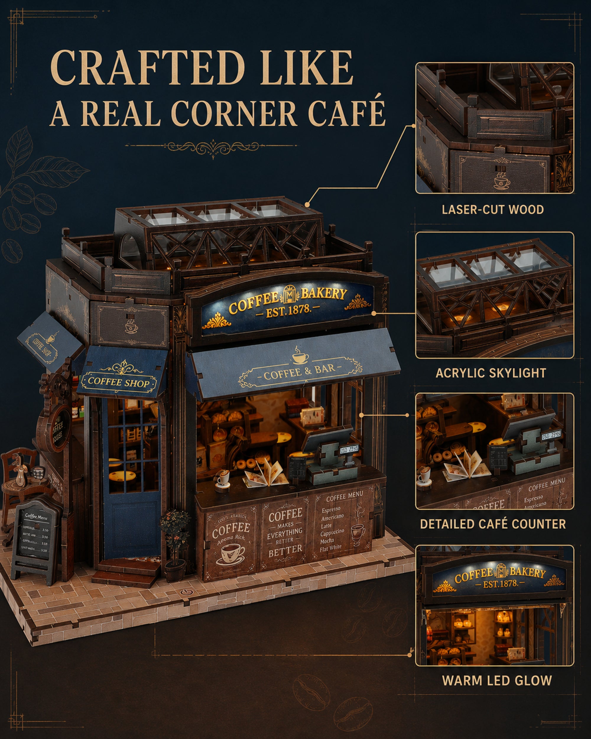 MOKILOY Coffee Shop DIY Miniature House Kit