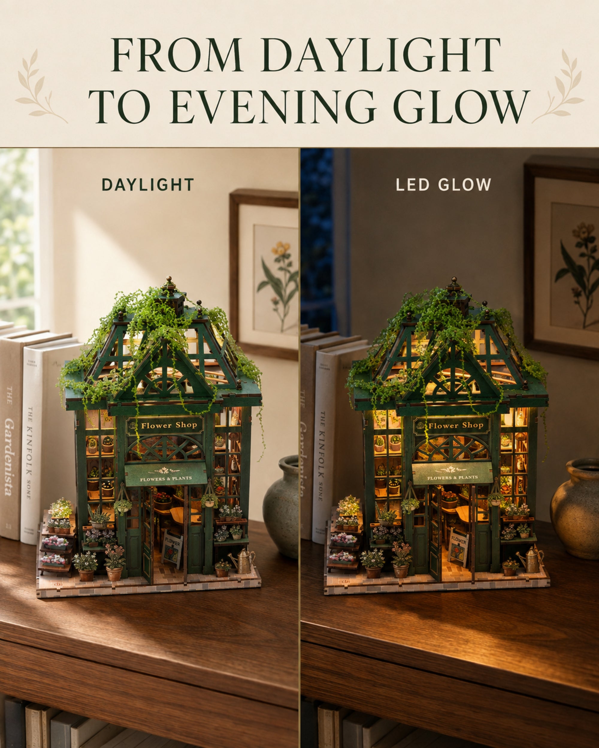 MOKILOY Flower House DIY Miniature House Kit with LED Light