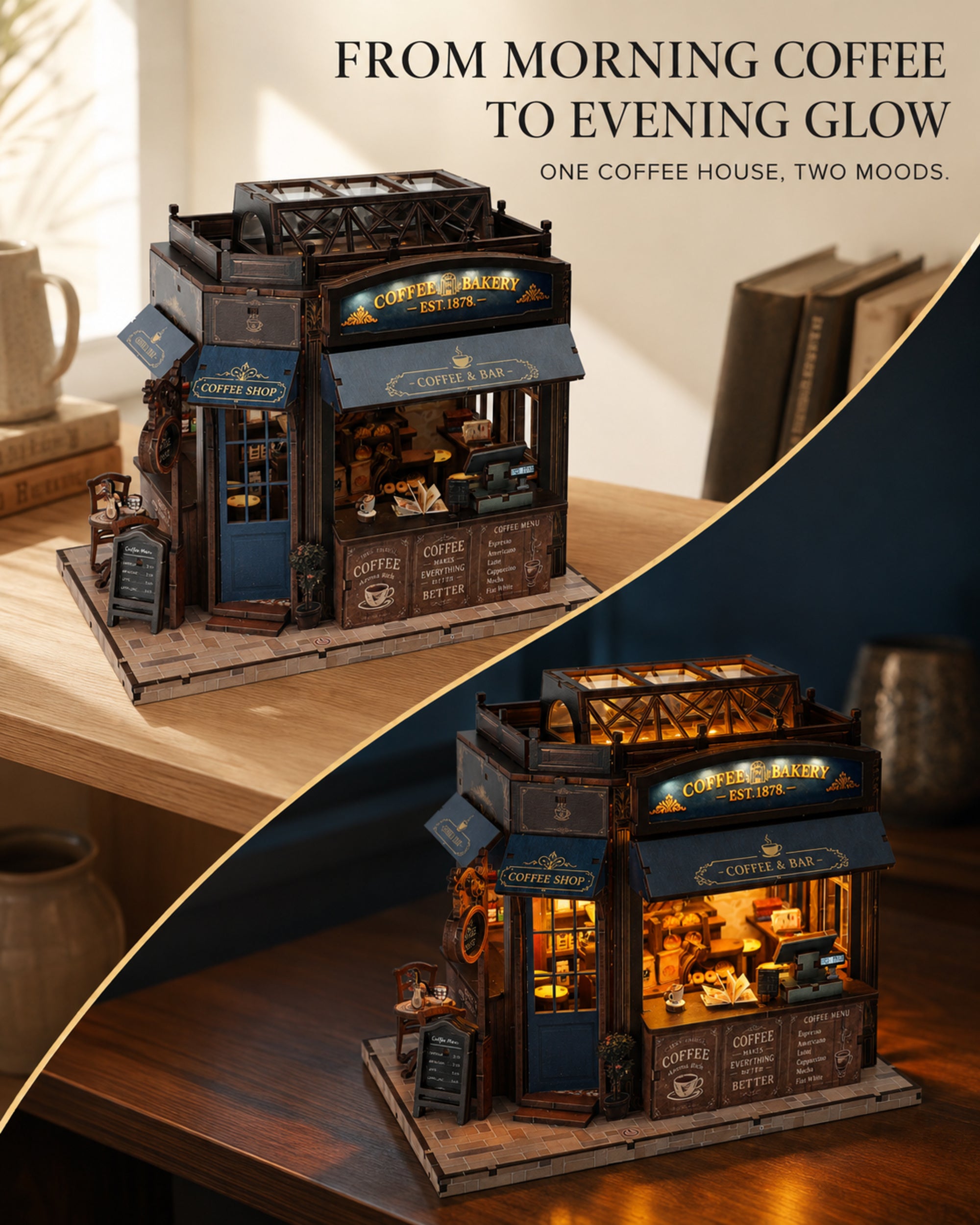 MOKILOY Coffee Shop DIY Miniature House Kit