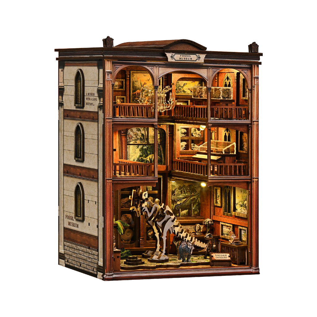 Mokiloy Dinosaur Fossil Museum Book Nook Kit – 3D Wooden Puzzle with LED Light