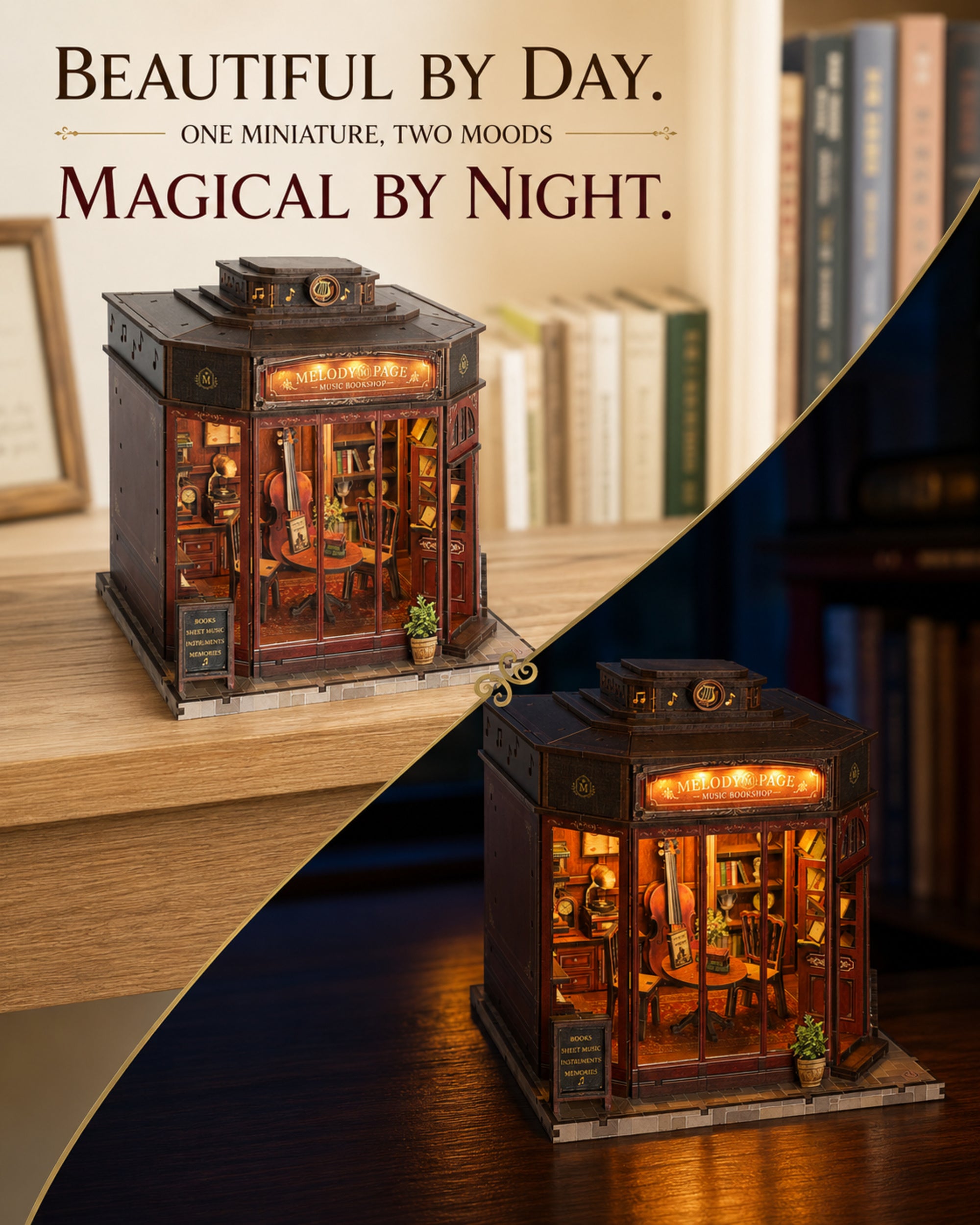 MOKILOY Melody & Page Music Library DIY Miniature House Kit