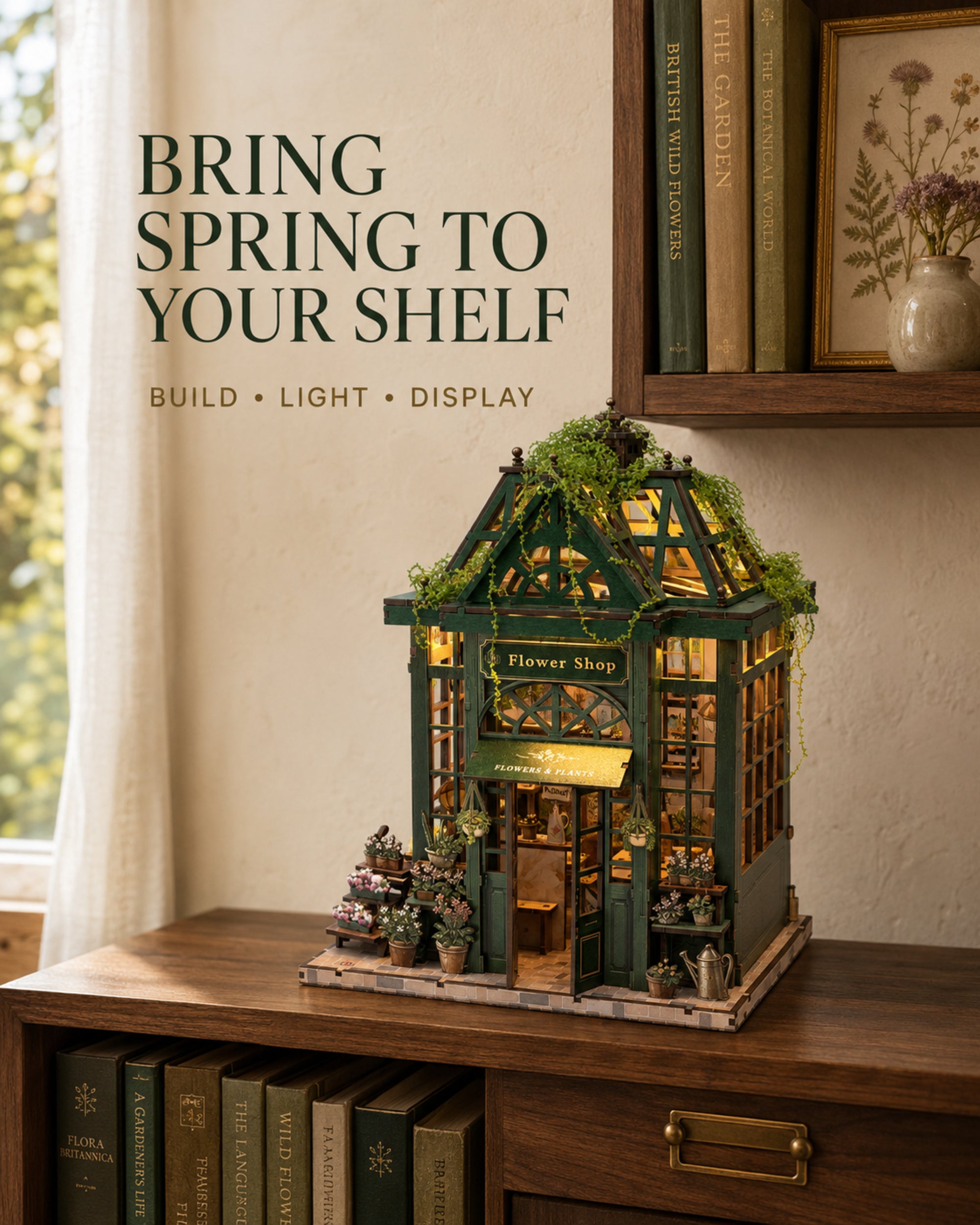 MOKILOY Flower House DIY Miniature House Kit with LED Light