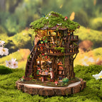 Mokiloy Forest Treehouse Book Nook Kit – 3D Wooden Puzzle with LED Light