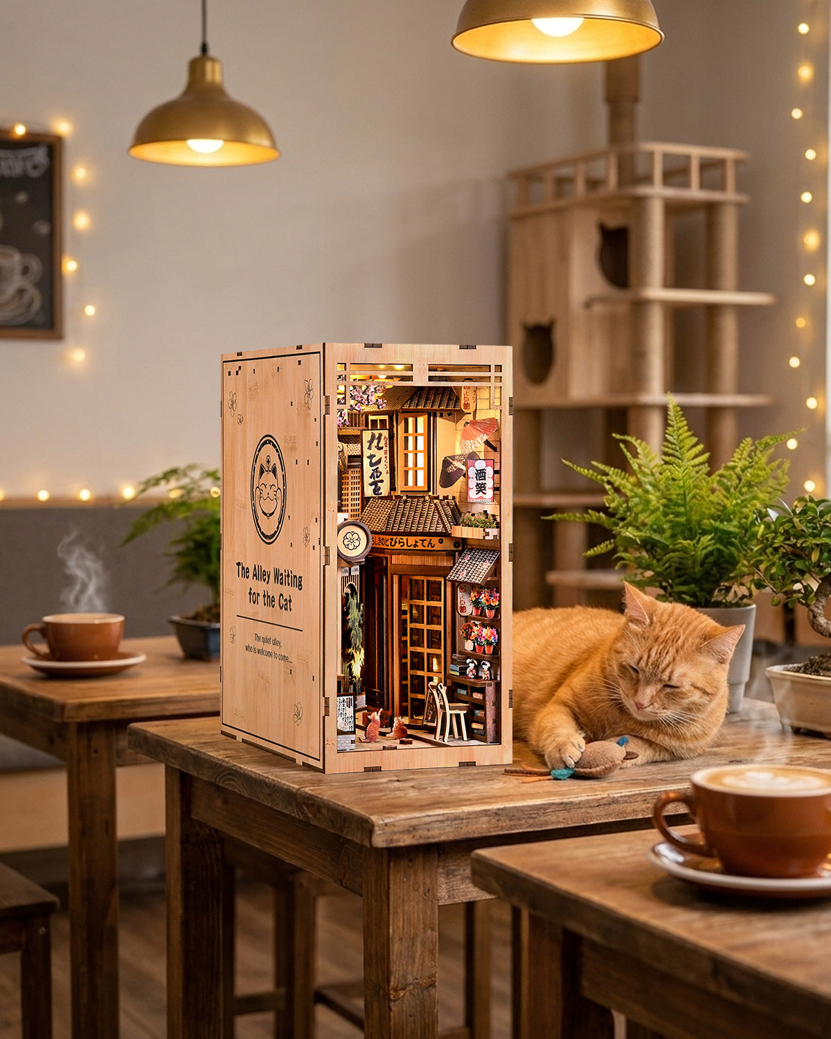 LED Japanese Alley Book Nook – Wooden Diorama