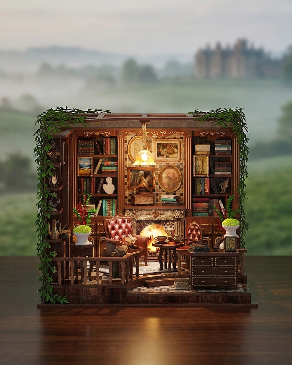 Left Bank Studyroom – LED Rustic Library Diorama