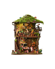 Forest Tea Book Club - LED Treehouse Bookshelf Insert with Fairy Tale Diorama