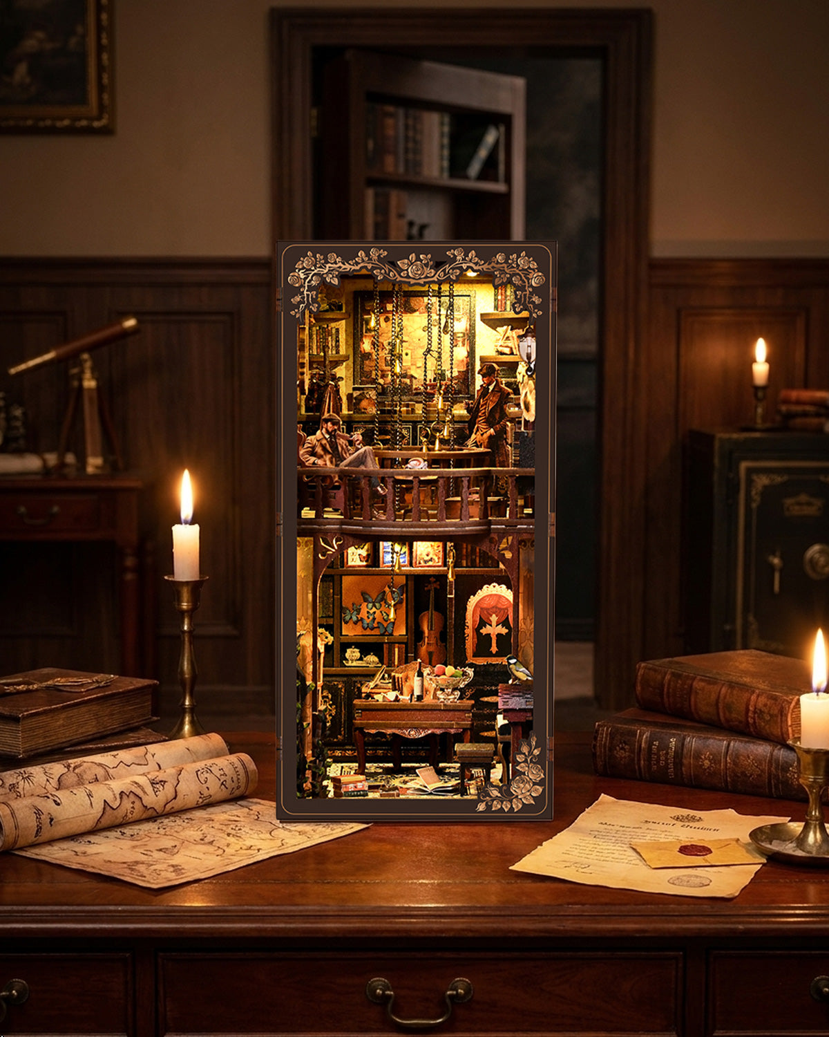 LED Detective Book Nook – Wooden Diorama