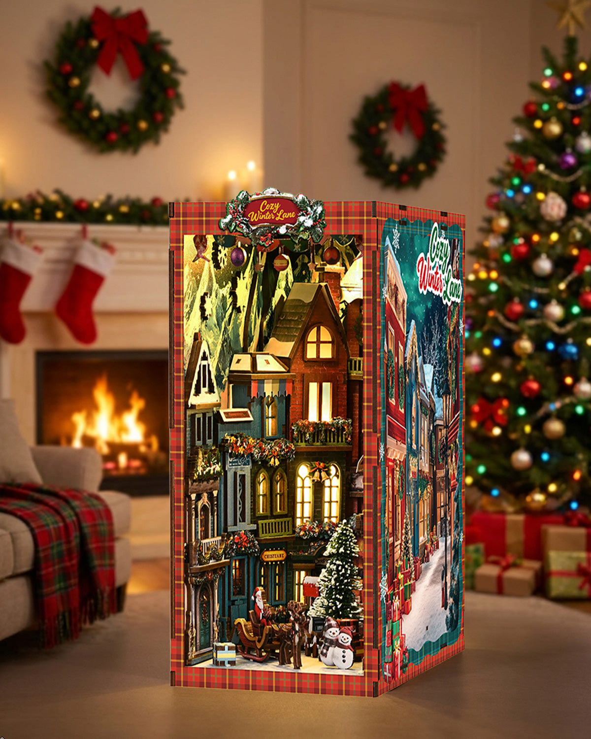 LED Christmas Book Nook Kit – Wooden Diorama
