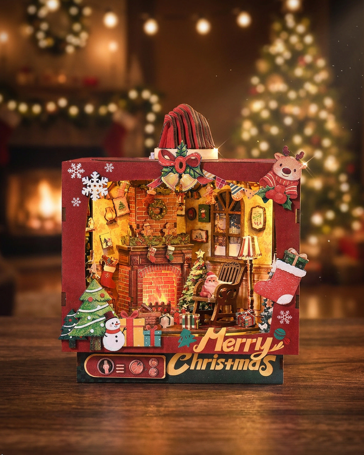 Rotating Music Box Christmas Diorama – 3-in-1 LED Sound & Light Kit