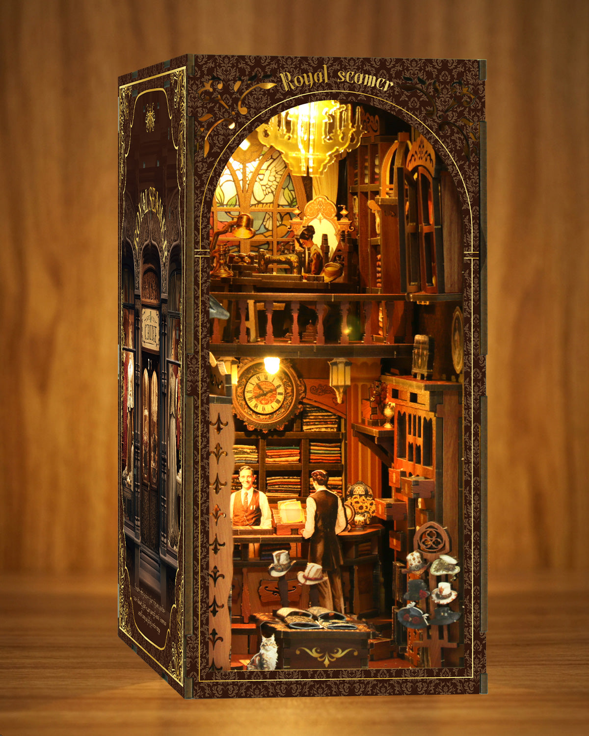 Royal Seamer LED Book Nook Kit – Victorian Tailor 3D Wooden Model.