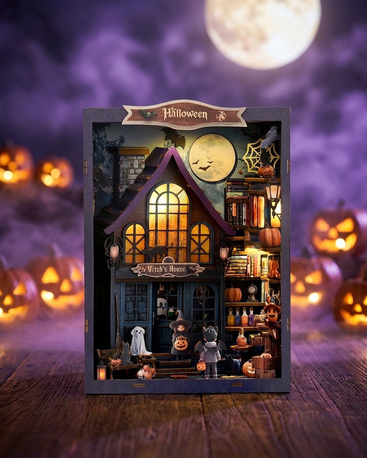 Halloween DIY Book Nook Kit – LED Haunted Castle Diorama