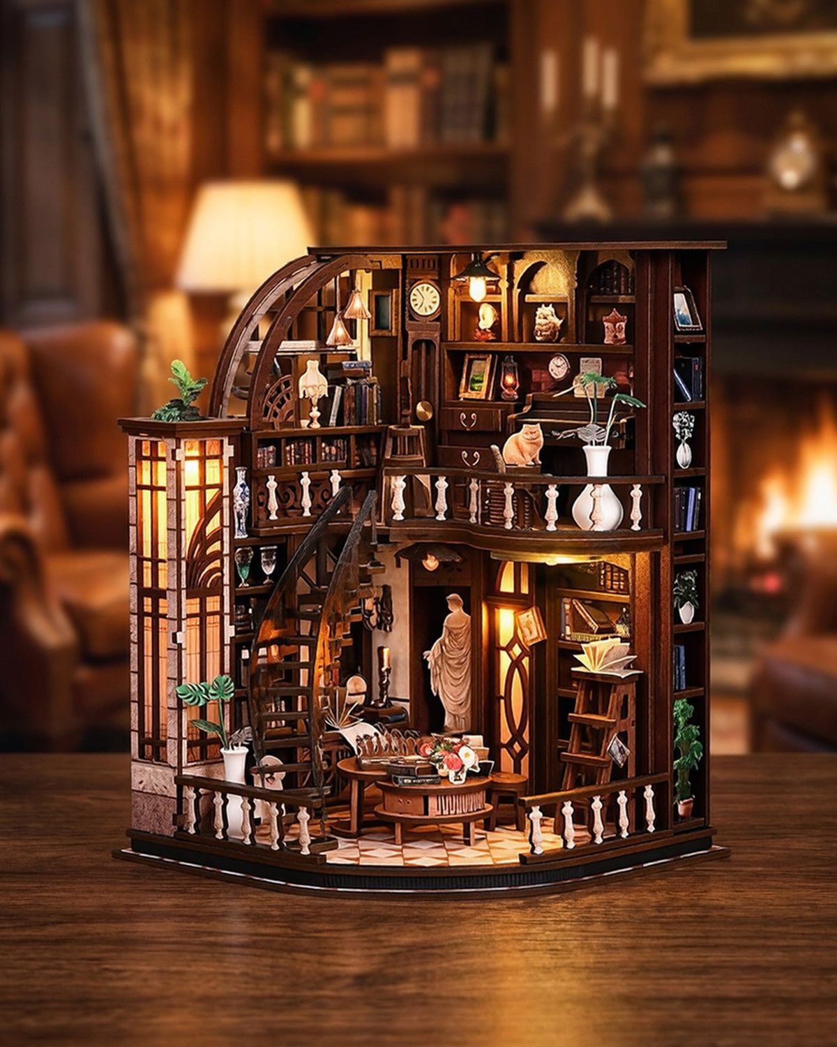 Bacchus Bookstore LED Book Nook | Spiral Staircase Library
