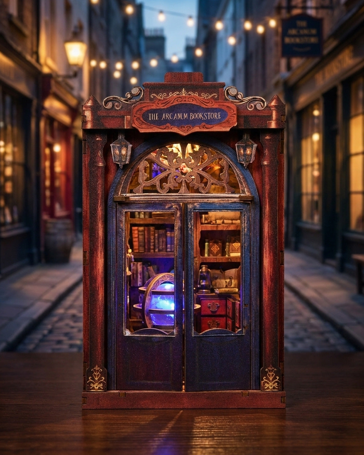 Arcanum Book Nook: LED Occult Insert, Push Door, Witch Bench