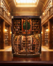 Wisdom Rings Book Nook – LED Rotating Tree, 360° Glass + Touch Switch