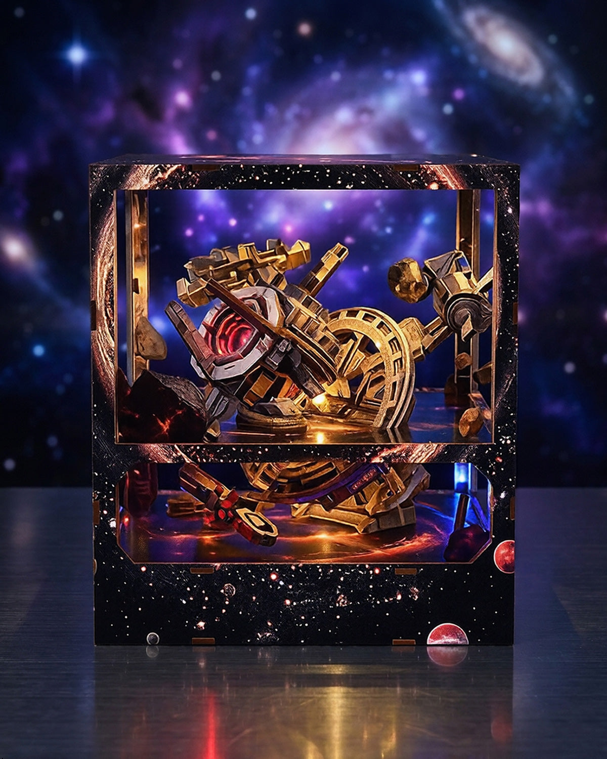 Nebula Wanderer LED Sci-Fi Spacecraft Model Kit with Acrylic Cube