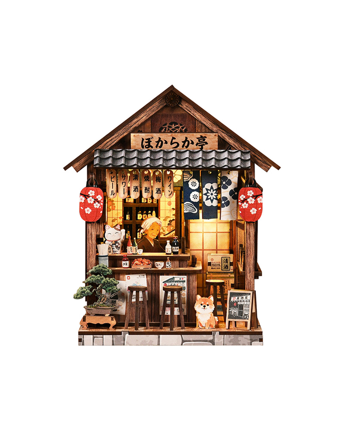 Mellow Pub Izakaya Bookshelf Insert – LED & Sliding Window