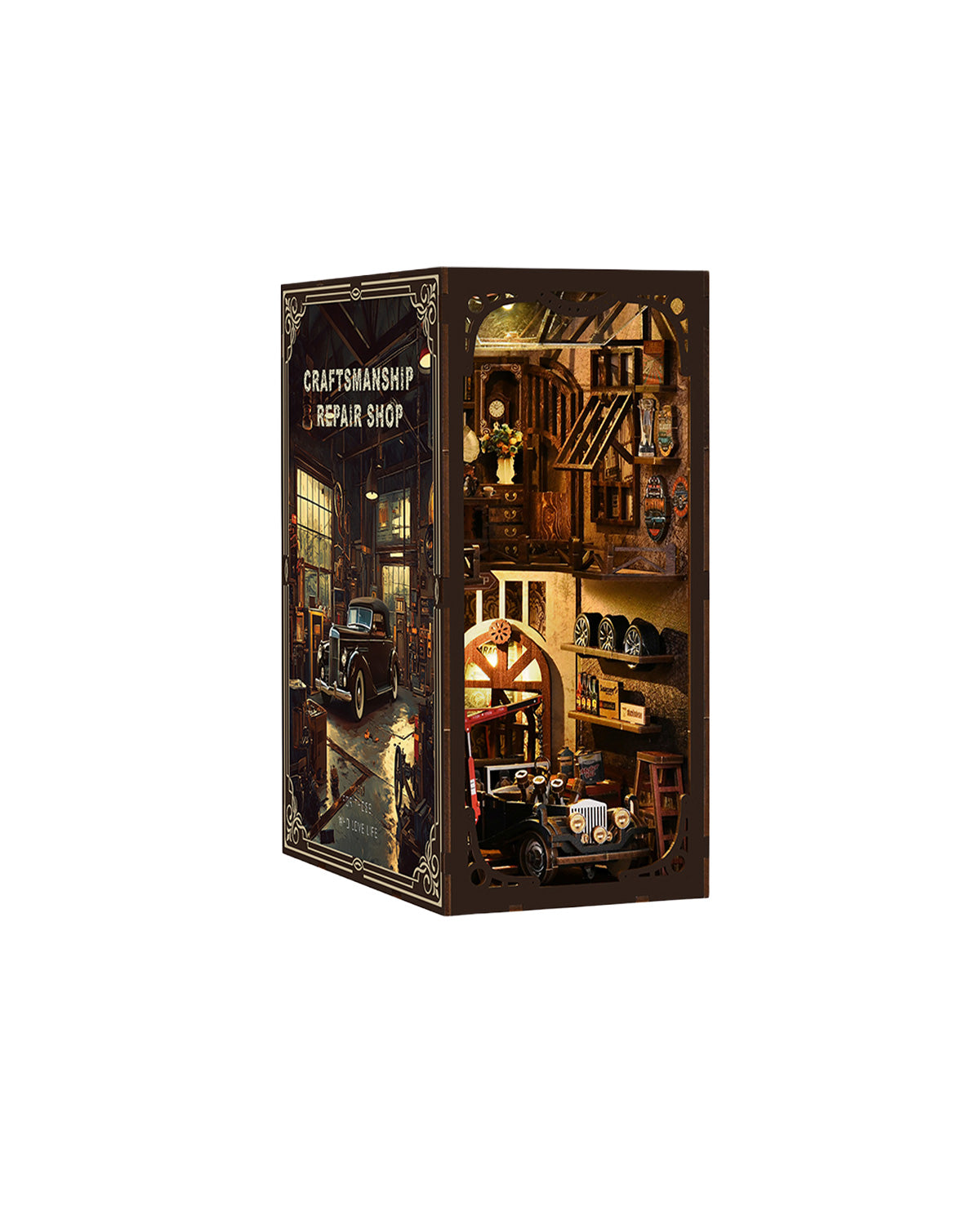 LED Garage Book Nook Kit – Wooden Diorama
