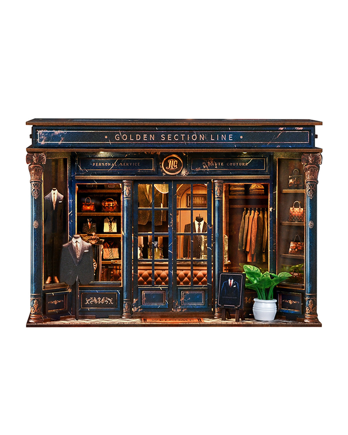 Golden Section Line - Vintage Tailor Shop Bookshelf Insert with LED