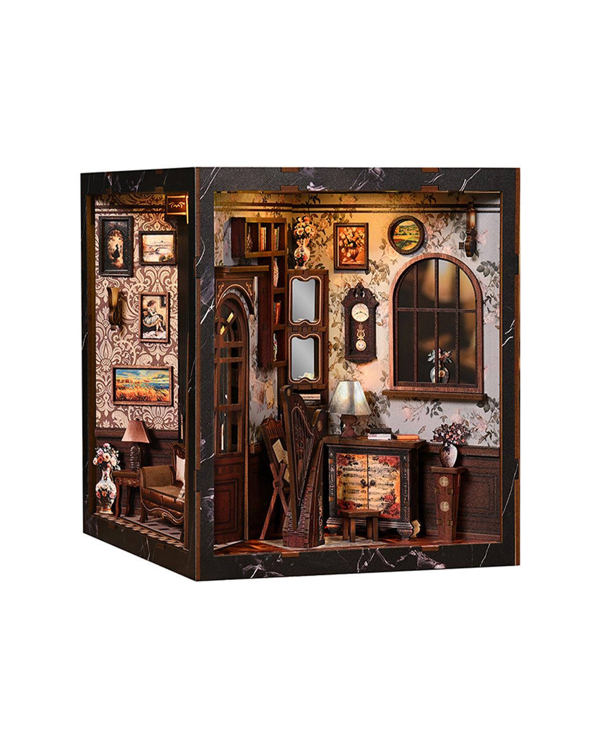 European Melody DIY Book Nook – LED Violin & Piano Room + Touch Switch