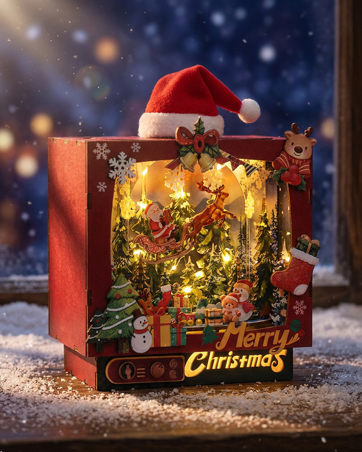 Rotating Music Box Christmas Diorama – 3-in-1 LED Sound & Light Kit