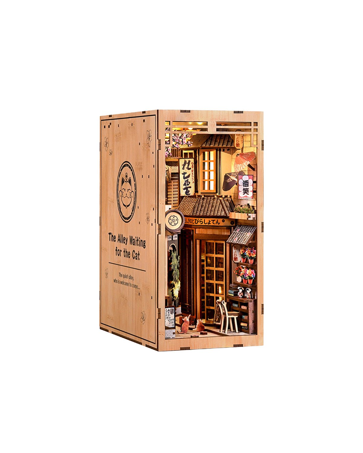 LED Japanese Alley Book Nook – Wooden Diorama
