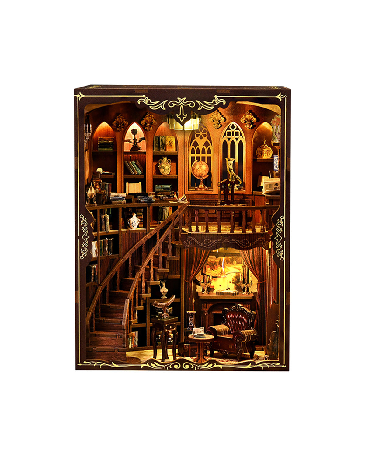 Ancient Rhyme Gothic Book Nook – LED, Spiral Staircase, Touch Switch