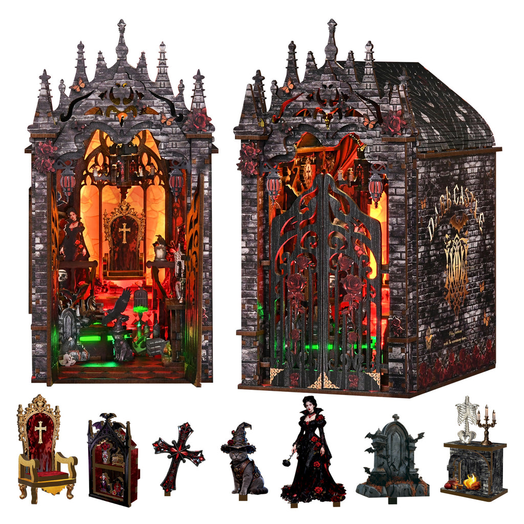 Mokiloy Magic House Book Nook Kit – 3D Wooden Puzzle with LED Light