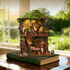 Mokiloy Forest Treehouse Book Nook Kit – 3D Wooden Puzzle with LED Light