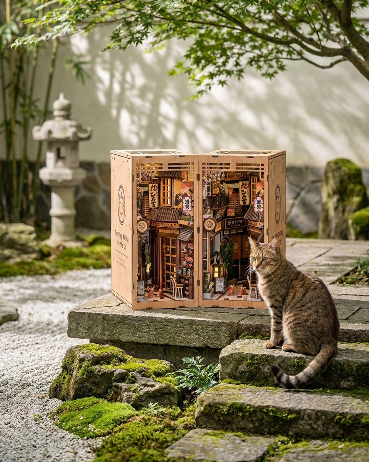 LED Japanese Alley Book Nook – Wooden Diorama