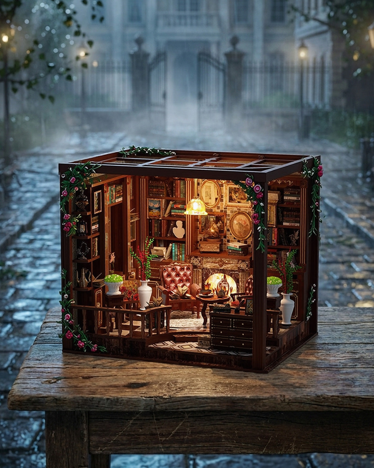 Left Bank Studyroom – LED Rustic Library Diorama