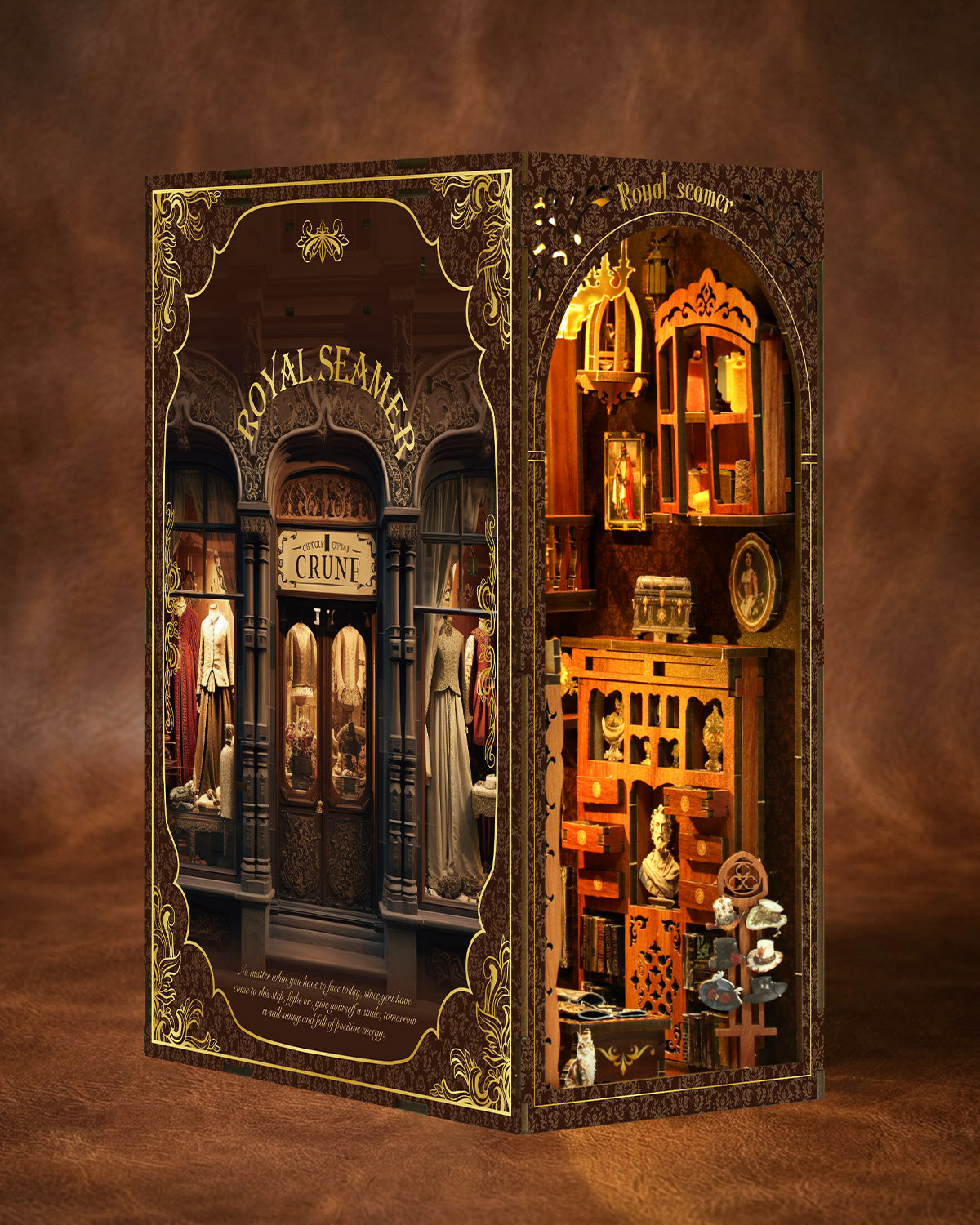 Royal Seamer LED Book Nook Kit – Victorian Tailor 3D Wooden Model.