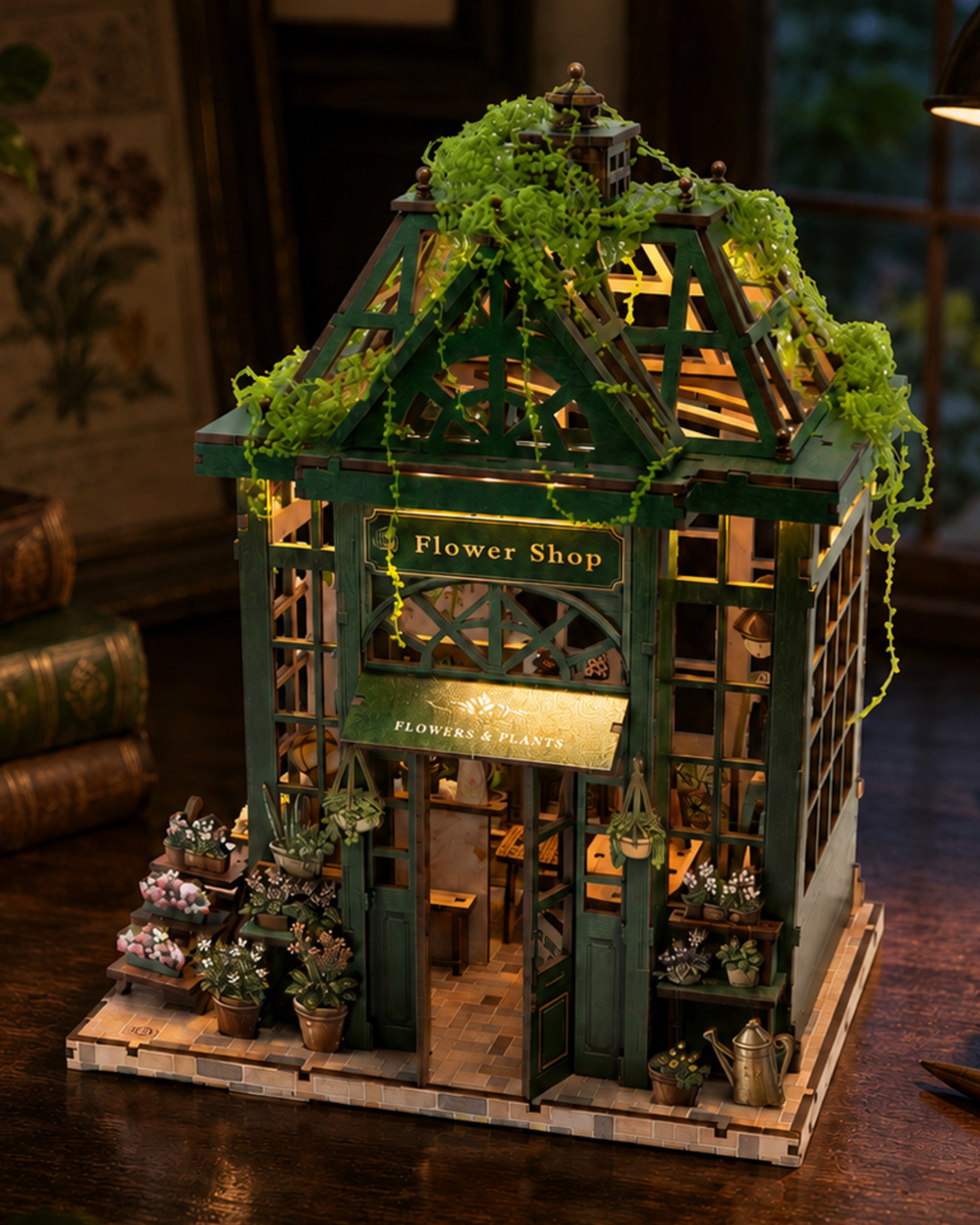 MOKILOY Flower House DIY Miniature House Kit with LED Light