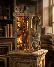 Antique Book Nook DIY Kit | LED Touch Light | 3D Wooden Puzzle Model