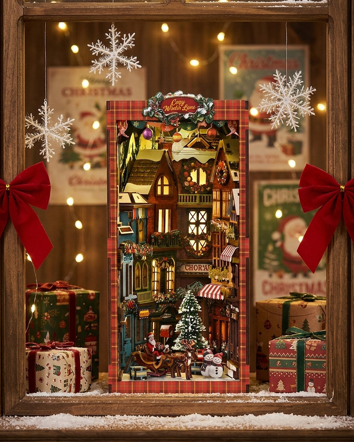 LED Christmas Book Nook Kit – Wooden Diorama