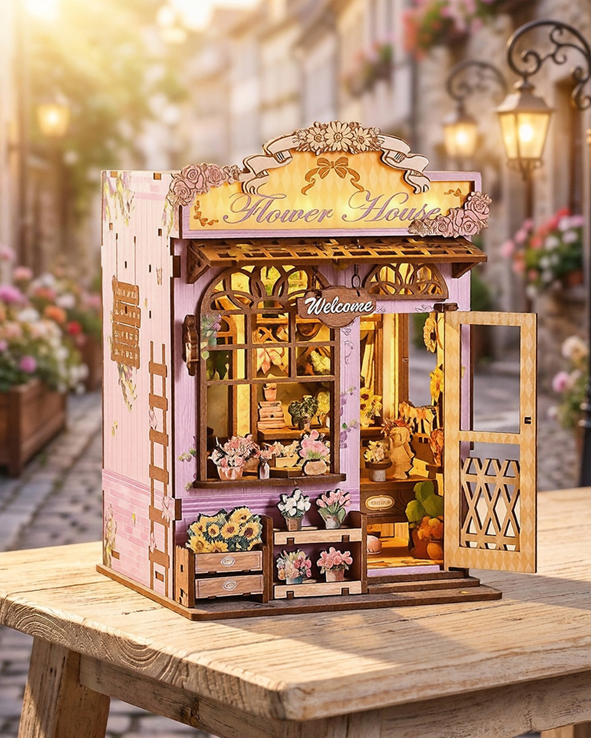 Quiet Corner Flower Room – LED Floral Nook, Touch Switch