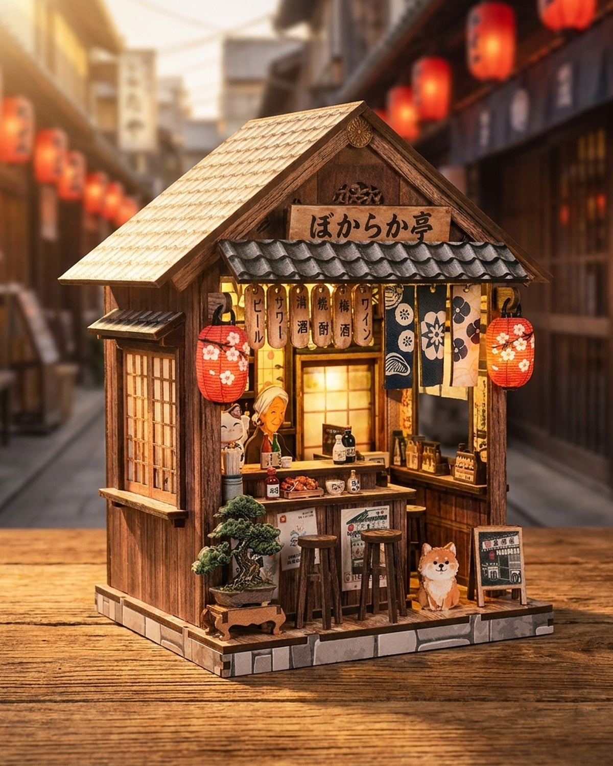 Mellow Pub Izakaya Bookshelf Insert – LED & Sliding Window