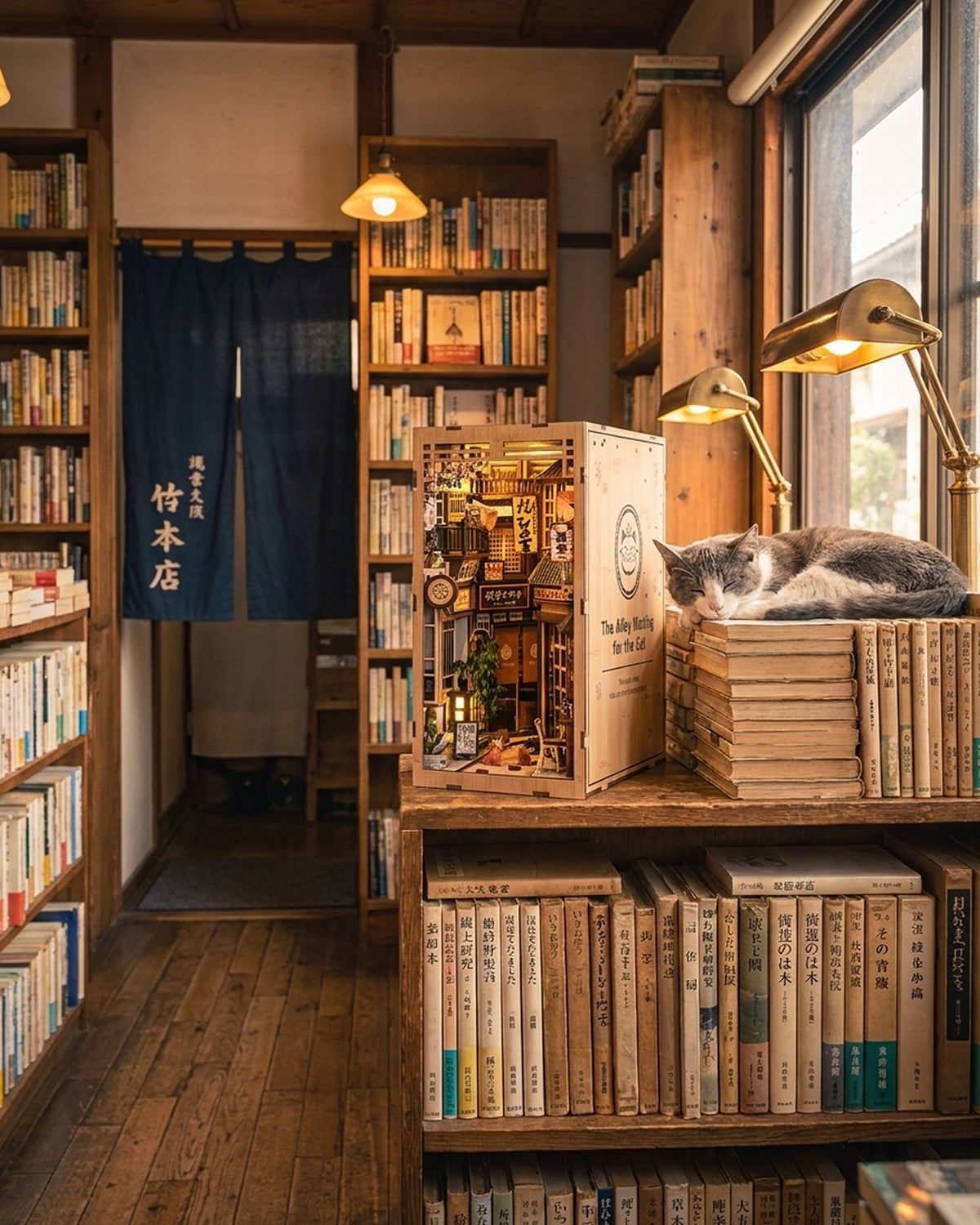 LED Japanese Alley Book Nook – Wooden Diorama