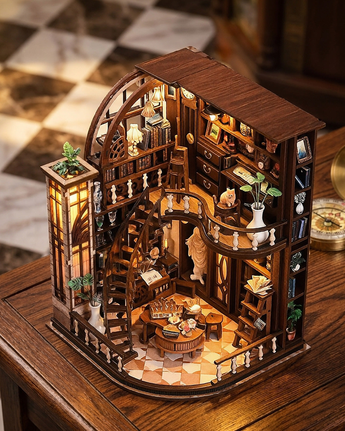 Bacchus Bookstore LED Book Nook | Spiral Staircase Library