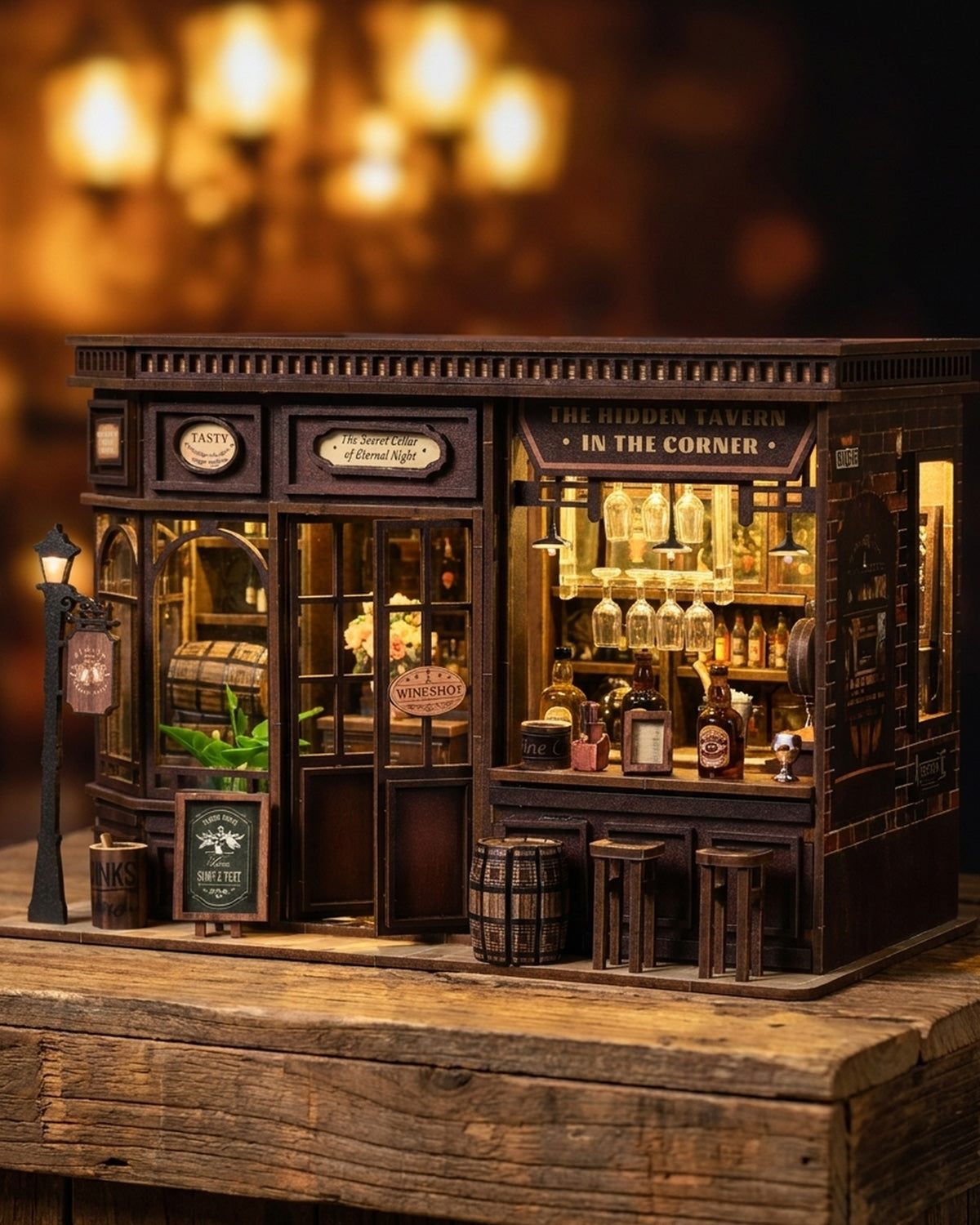 Classic Corner Tavern - LED Wine Bar Bookshelf Insert with Touch Switch