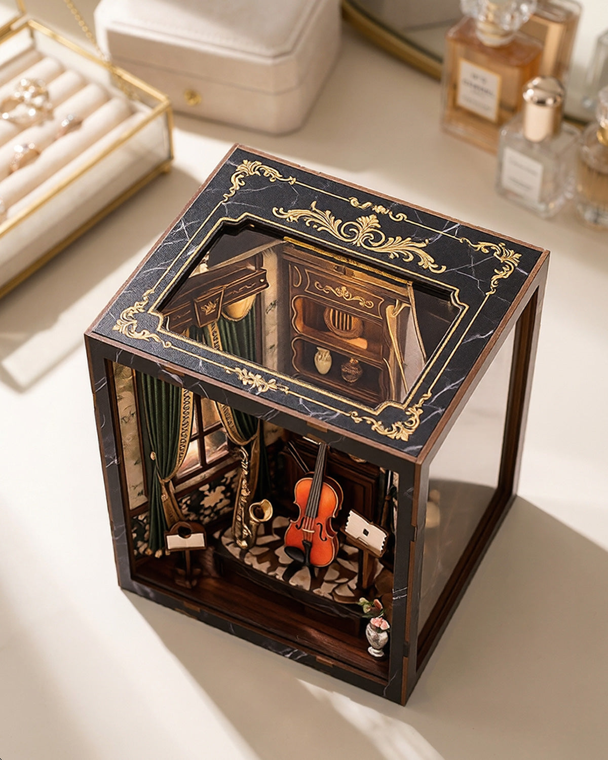 European Melody DIY Book Nook – LED Violin & Piano Room + Touch Switch