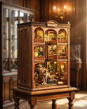Fossil Museum DIY Book Nook – LED Dinosaur Skeleton with Touch & Crystal Ceiling Light