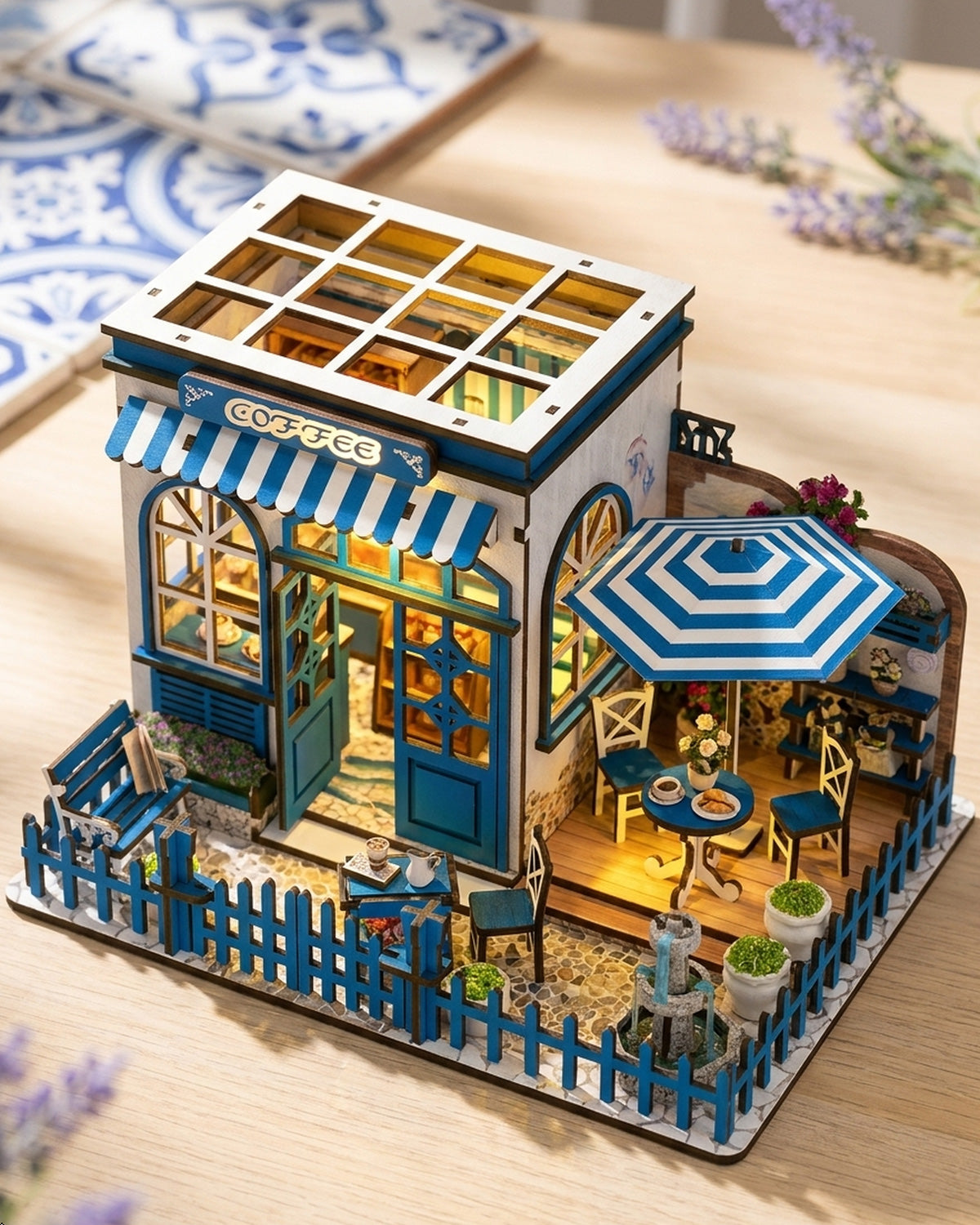 Santorini Cafe: Coastal DIY Bookshelf Insert