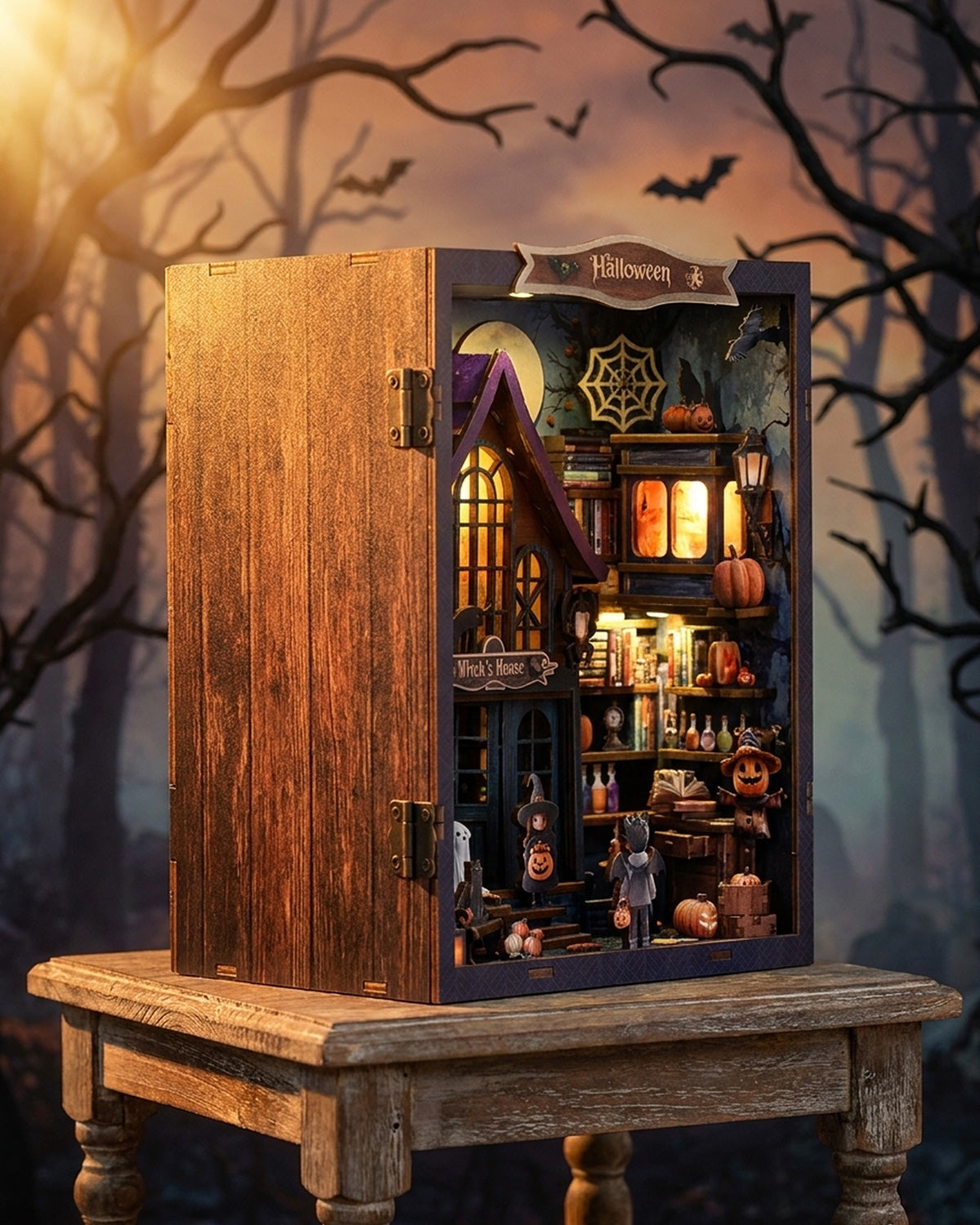 Halloween DIY Book Nook Kit – LED Haunted Castle Diorama