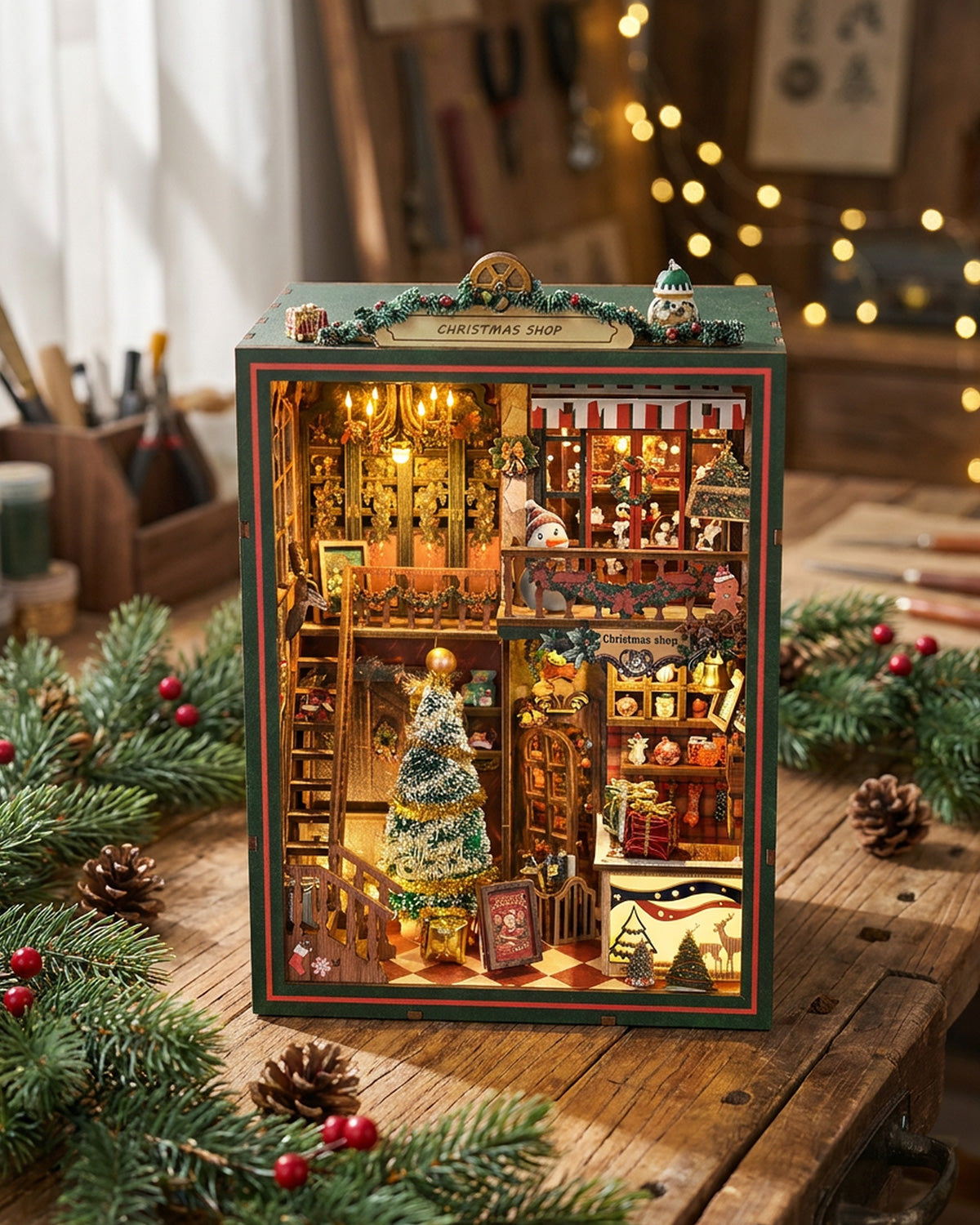 Christmas DIY Book Nook Kit – LED Music & Jingle Bells