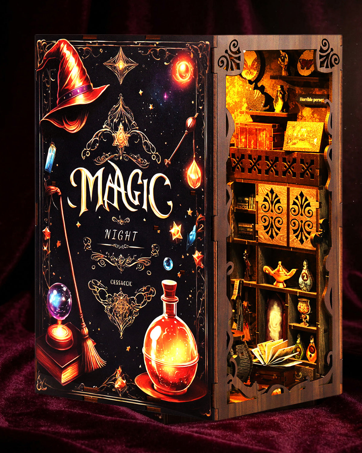 Magic Potion Shop Book Nook - DIY Miniature Bookshelf Kit with LED