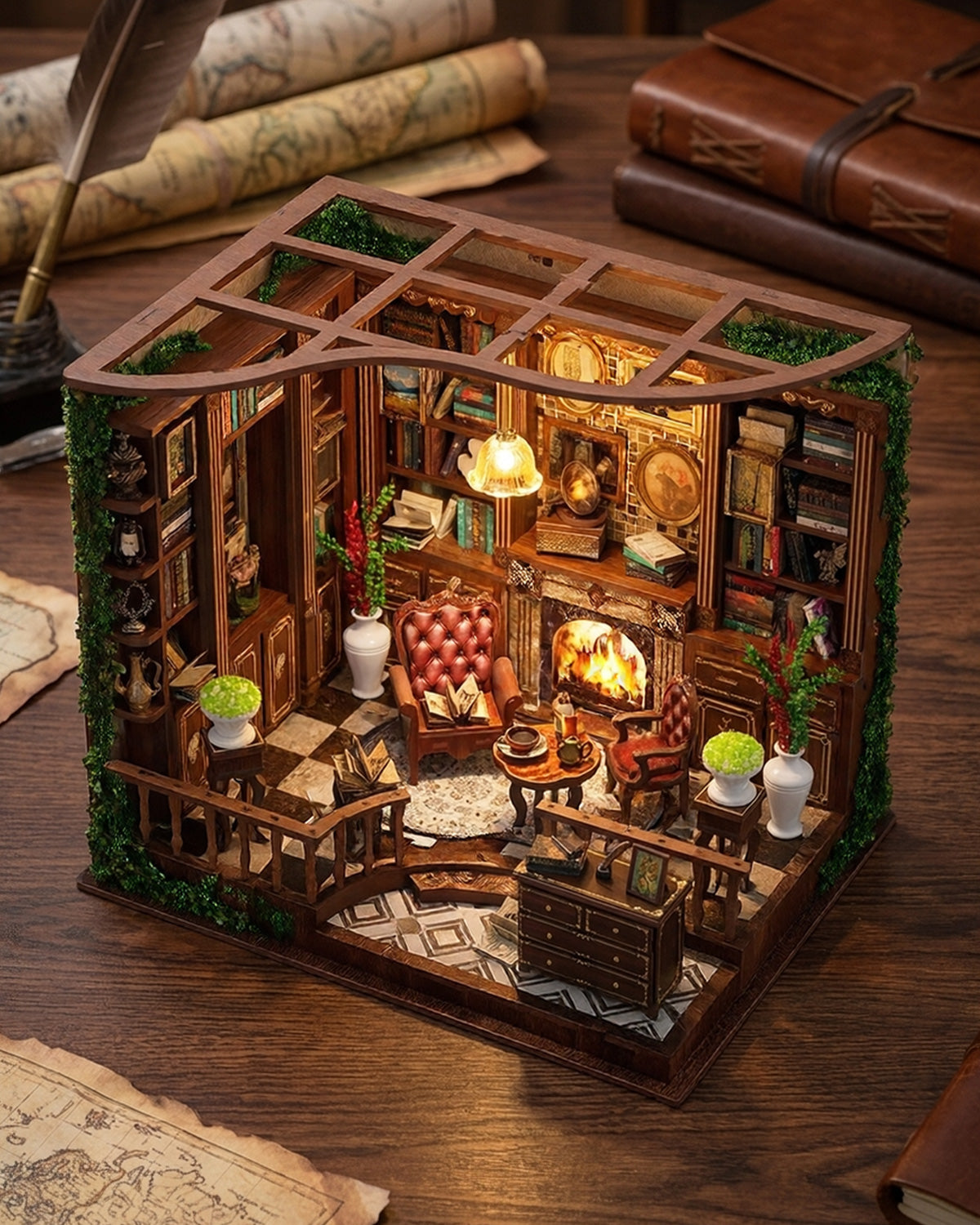Left Bank Studyroom – LED Rustic Library Diorama