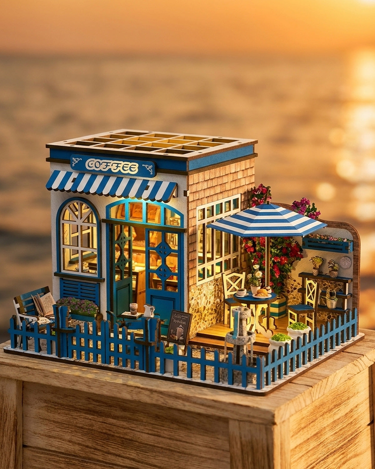 Santorini Cafe: Coastal DIY Bookshelf Insert
