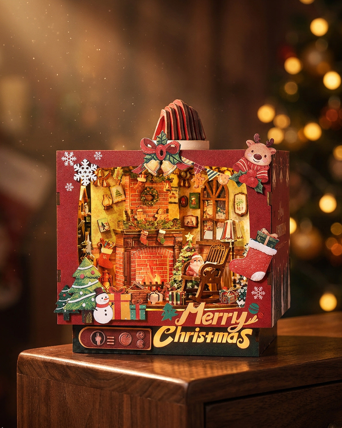 Rotating Music Box Christmas Diorama – 3-in-1 LED Sound & Light Kit