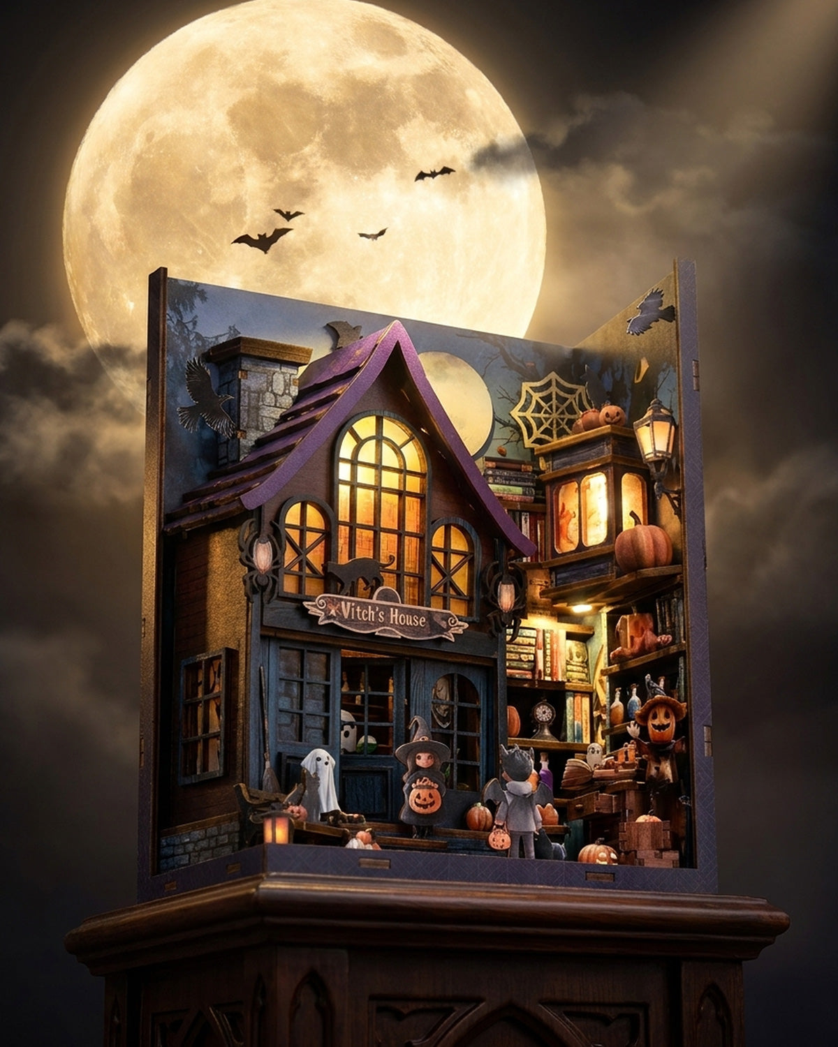 Halloween DIY Book Nook Kit – LED Haunted Castle Diorama