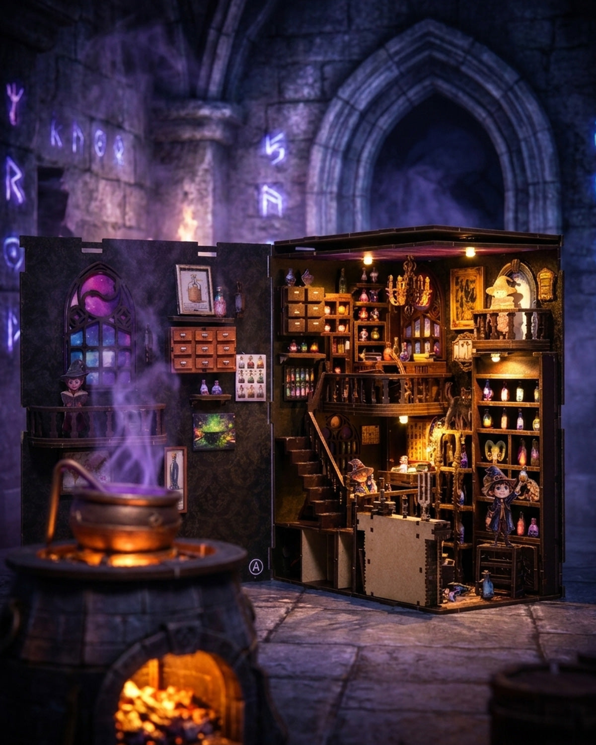 LED Wizard Book Nook Kit – 3D Wooden Diorama